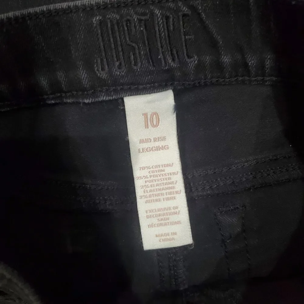 Girls Skinny Jeans Size 10 Justice Black Denim Jeans